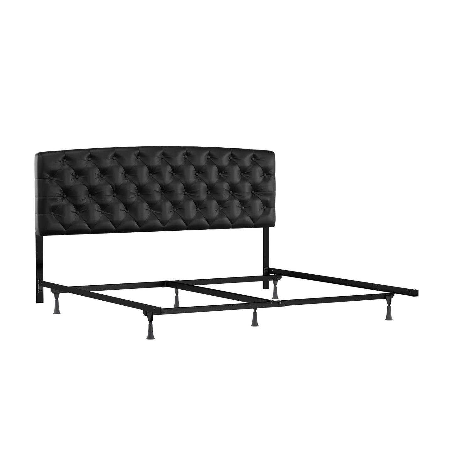 Hillsdale Furniture Hawthorne King/Cal King Upholstered Headboard with Frame, Black Faux Leather