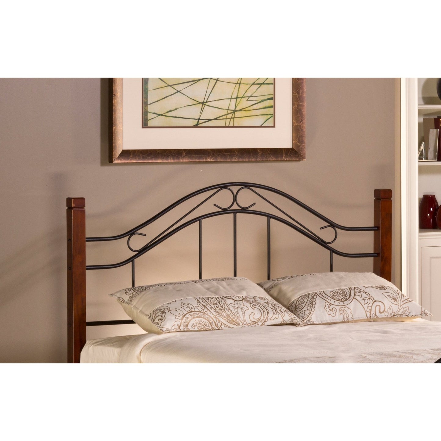 Hillsdale Furniture Matson King Metal Headboard with Frame and Cherry Wood Posts, Black