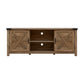 Living Essentials by Hillsdale Latvia Gaming Ready Wood 60 inch TV Stand with "X" Back Doors and Shelves, Knotty Oak