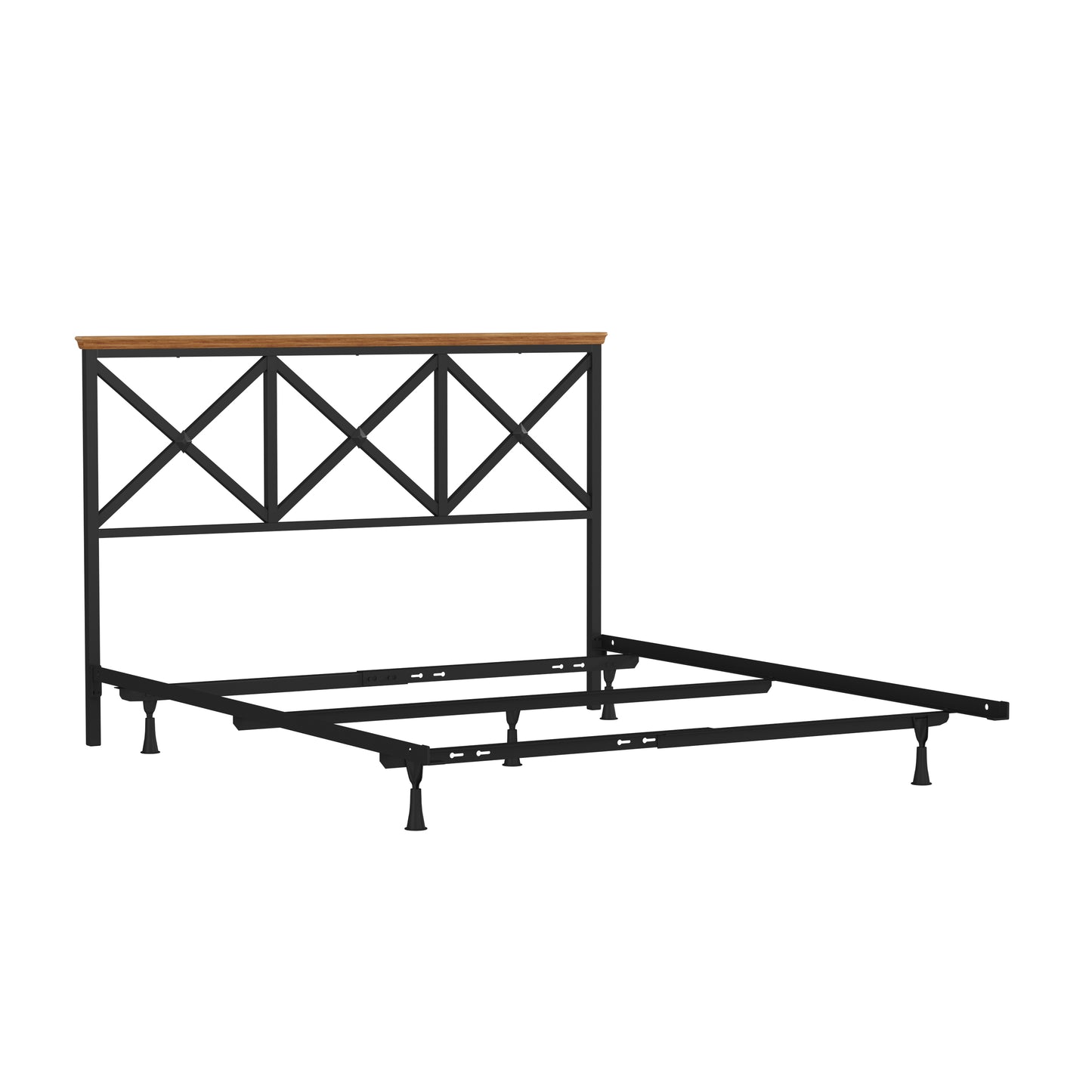 Hillsdale Furniture Ashford Metal Full/Queen Headboard with Frame, Black with Oak Finished Wood