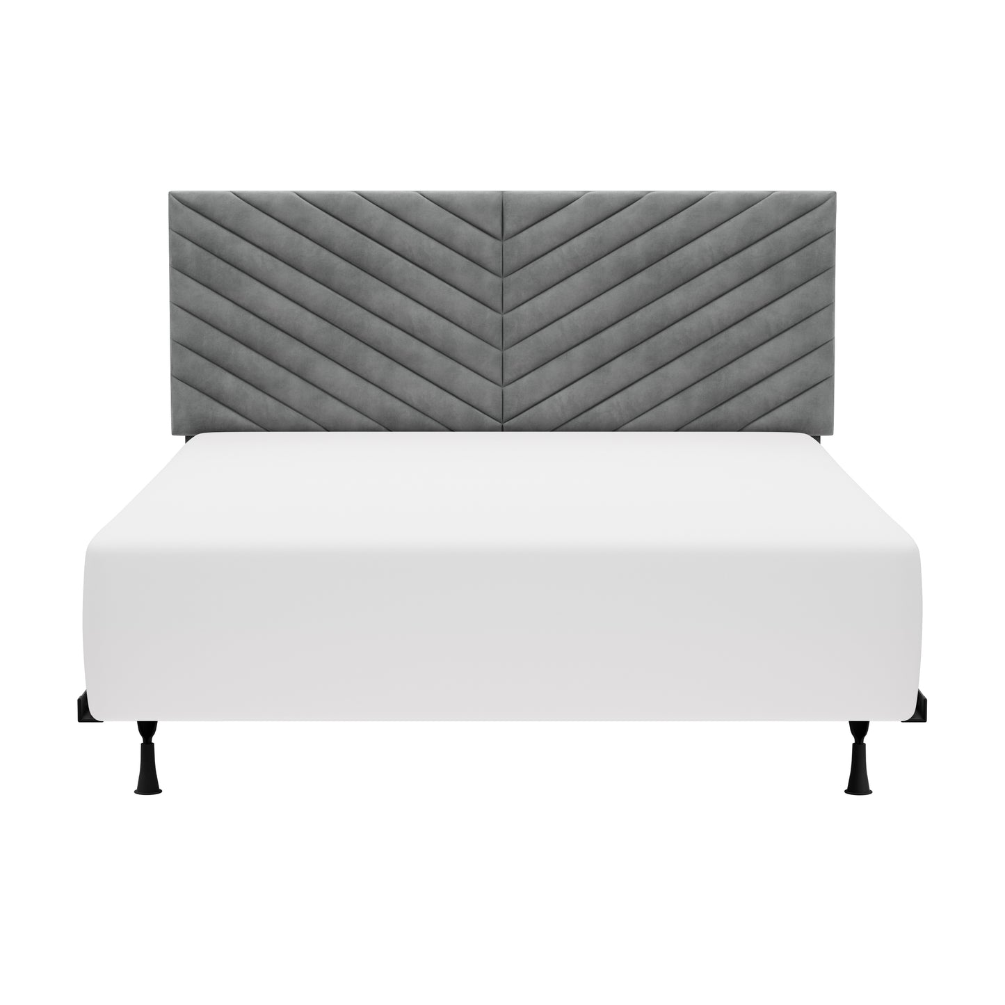 Hillsdale Furniture Crestwood Upholstered Chevron Pleated Queen Headboard with Frame, Platinum