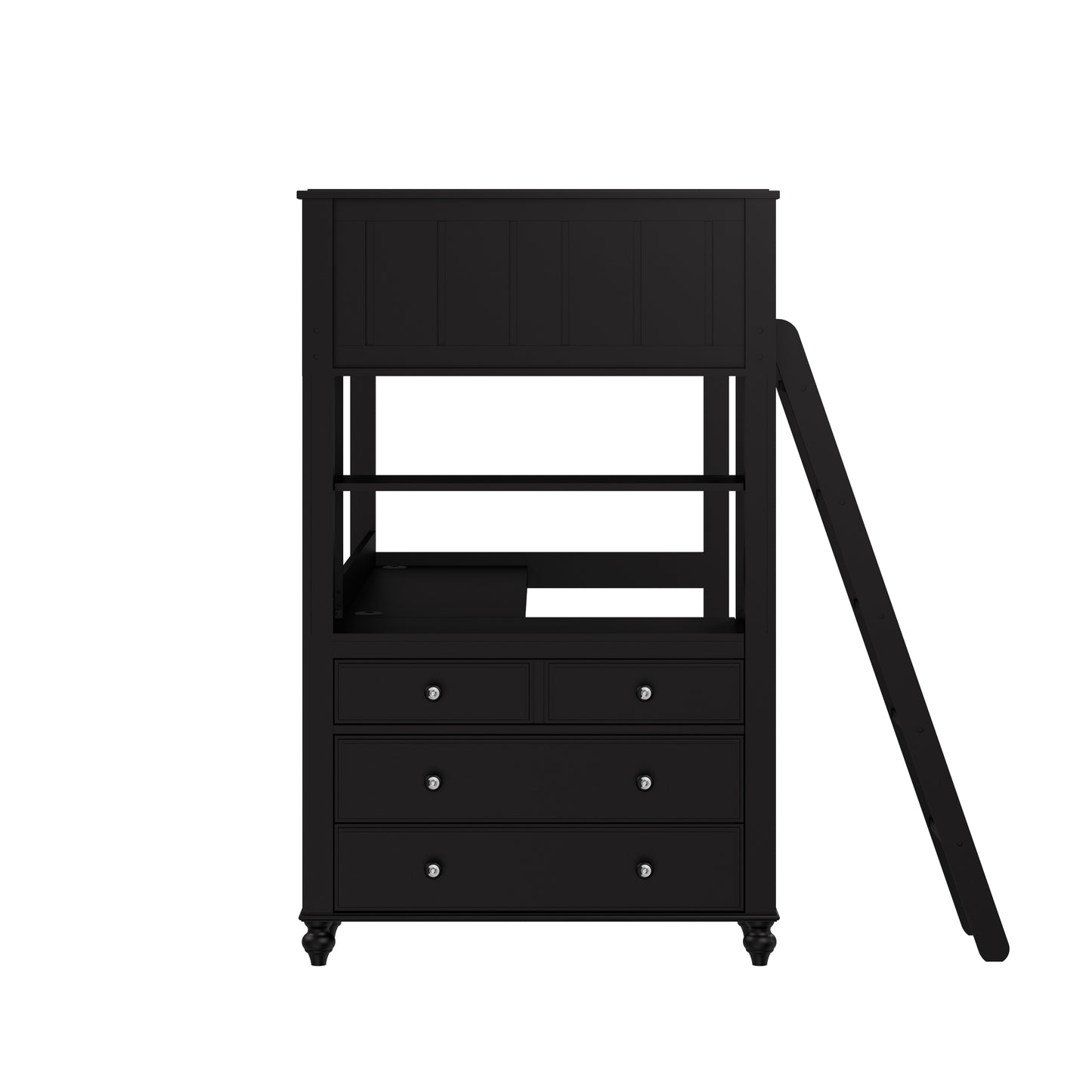 Hillsdale Furniture Lake House Twin Wood Loft with Desk and 4 Drawer Chest, Black