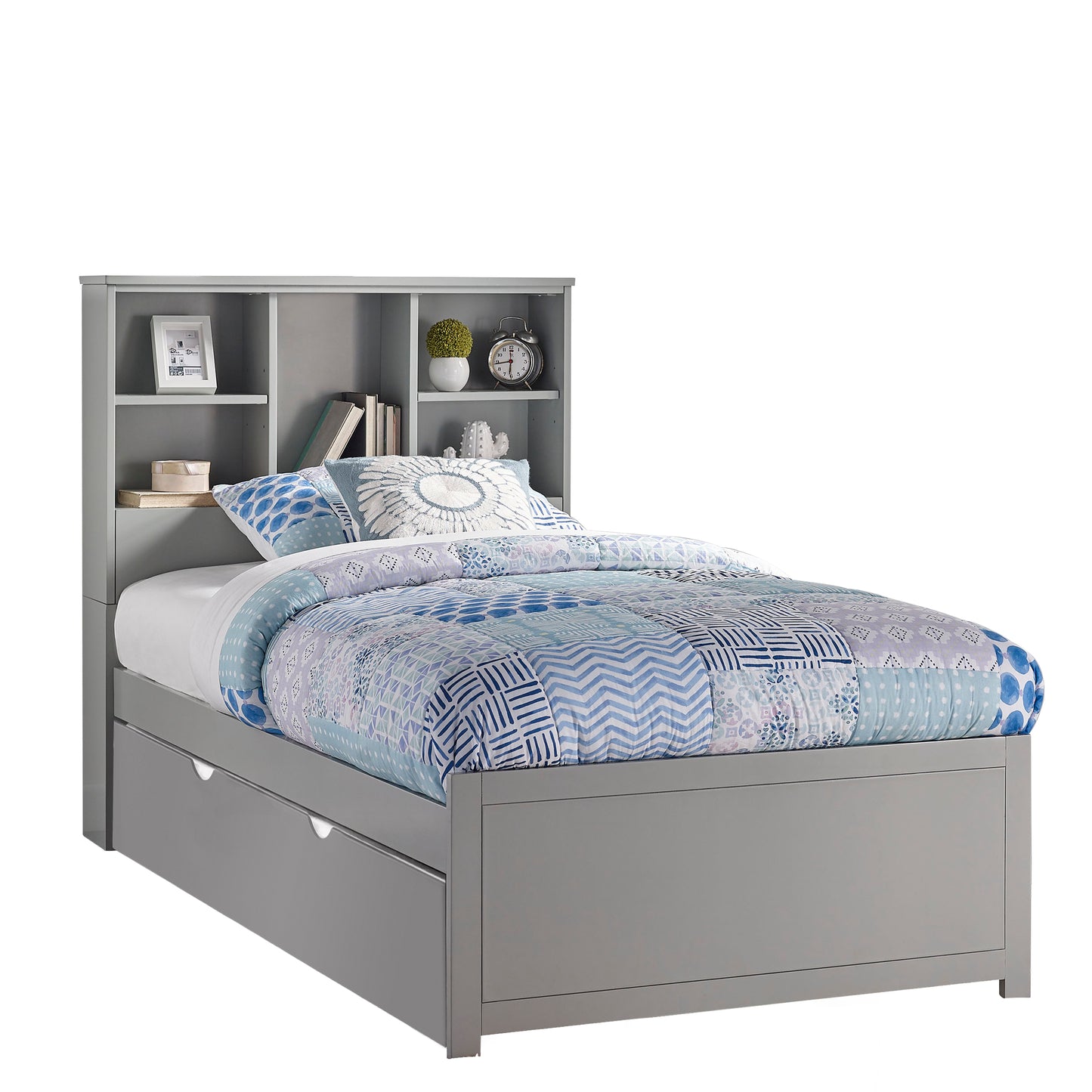 Hillsdale Kids and Teen Caspian Twin Bookcase Bed with Trundle, Gray