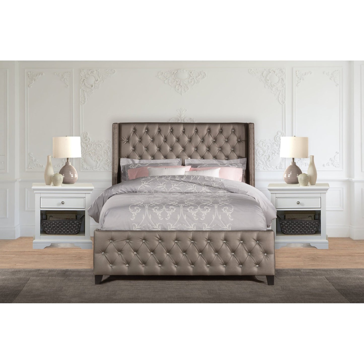 Hillsdale Furniture Memphis King Upholstered Bed, Textured Pewter