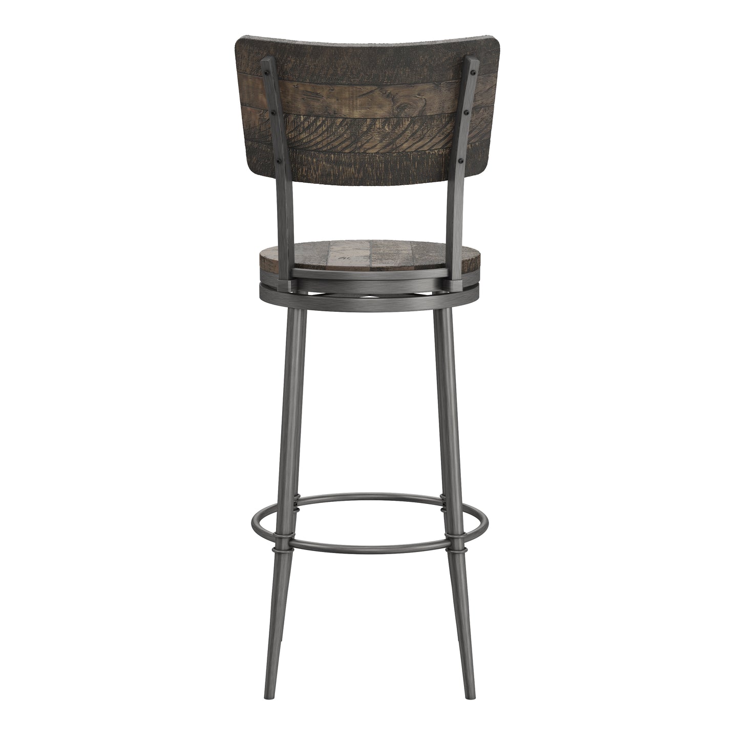 Hillsdale Furniture Jennings Wood and Metal Bar Height Swivel Stool, Rubbed Pewter Metal with Weathered Gray Wood