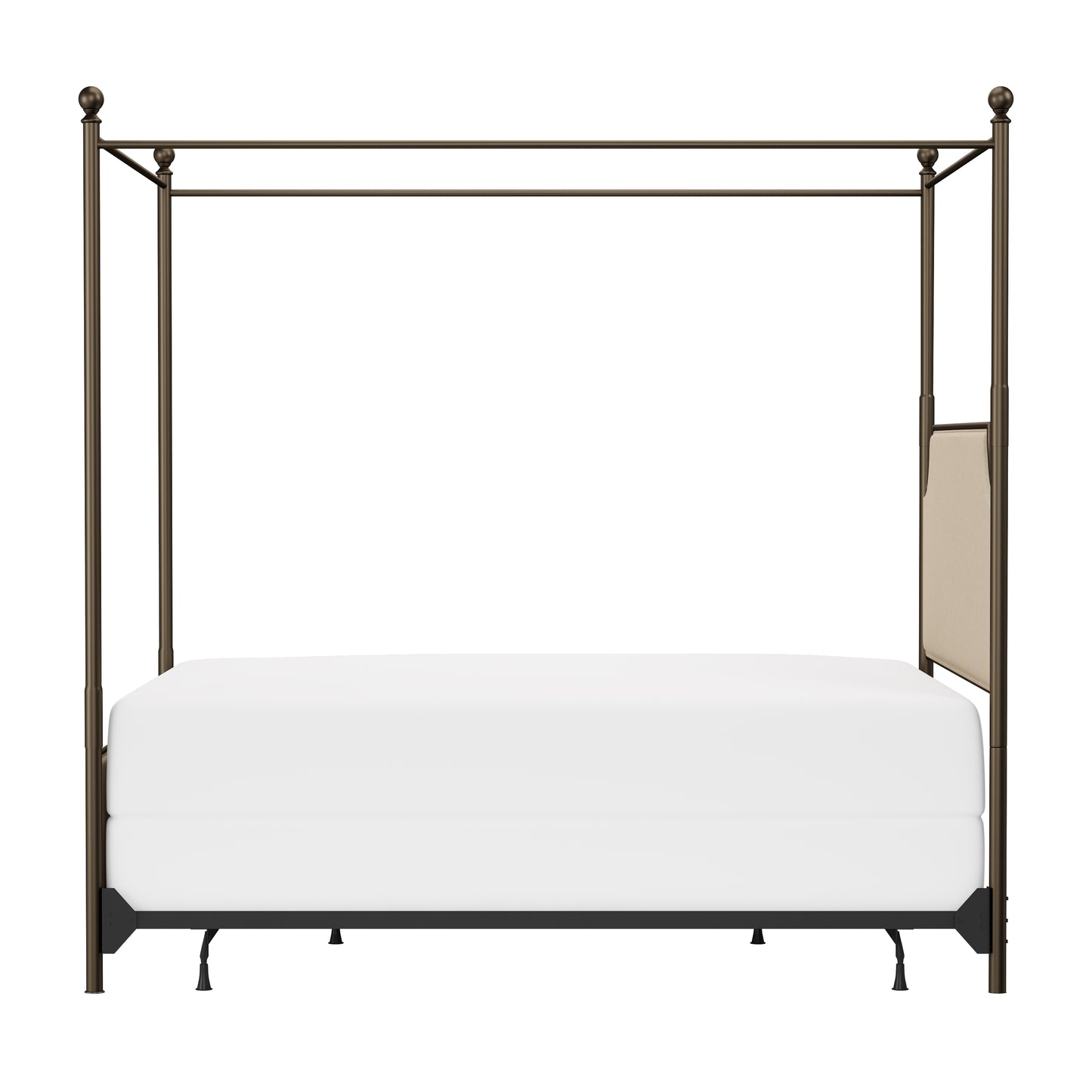 Hillsdale Furniture McArthur Queen Metal and Upholstered  Canopy Bed, Bronze with Linen Stone Fabric