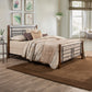 Hillsdale Furniture Raymond Queen Metal Bed with Weathered Dark Brown Wood Posts, Textured Black