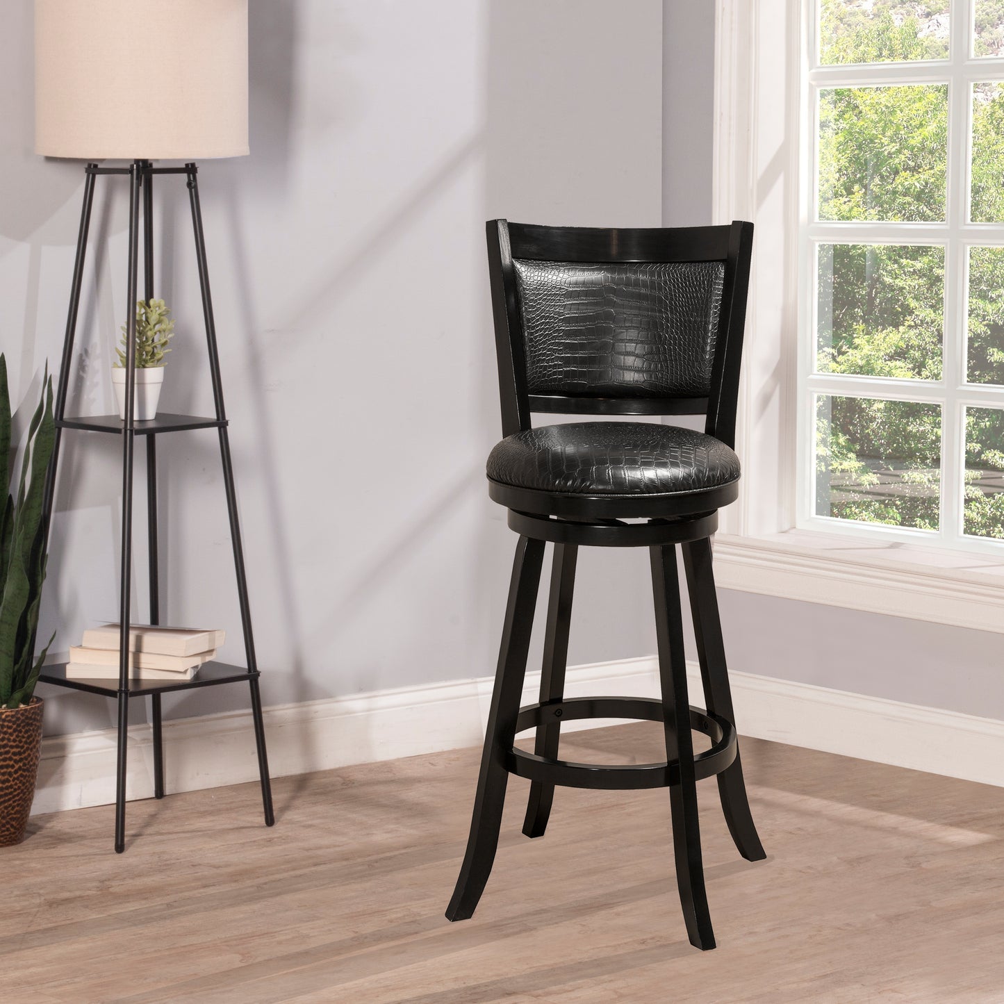 Hillsdale Furniture Brannon Wood Bar Height Swivel Stool, Black