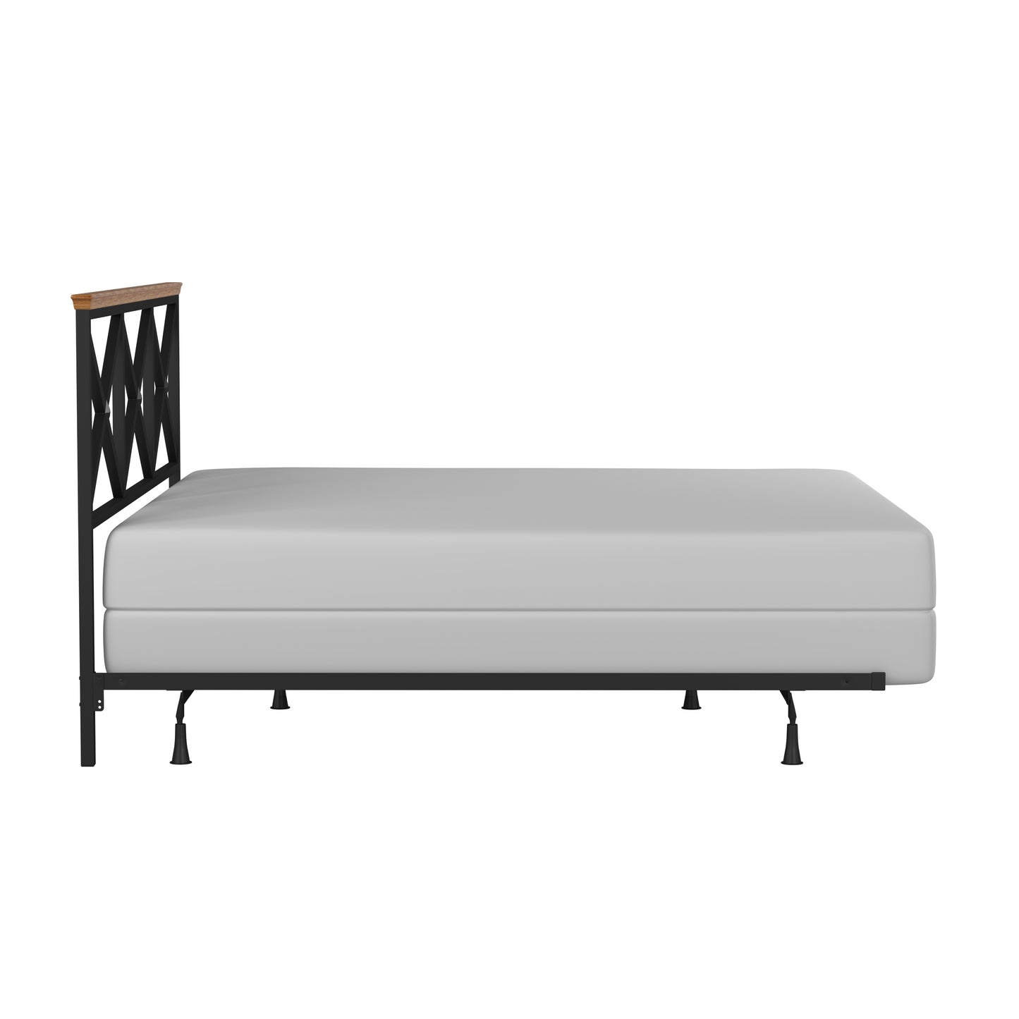 Hillsdale Furniture Ashford Metal King Headboard with Frame, Black with Oak Finished Wood