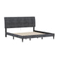 Hillsdale Furniture Blakely Button Tufted Upholstered Platform King Bed with 2 Dual USB Ports, Dark Gray