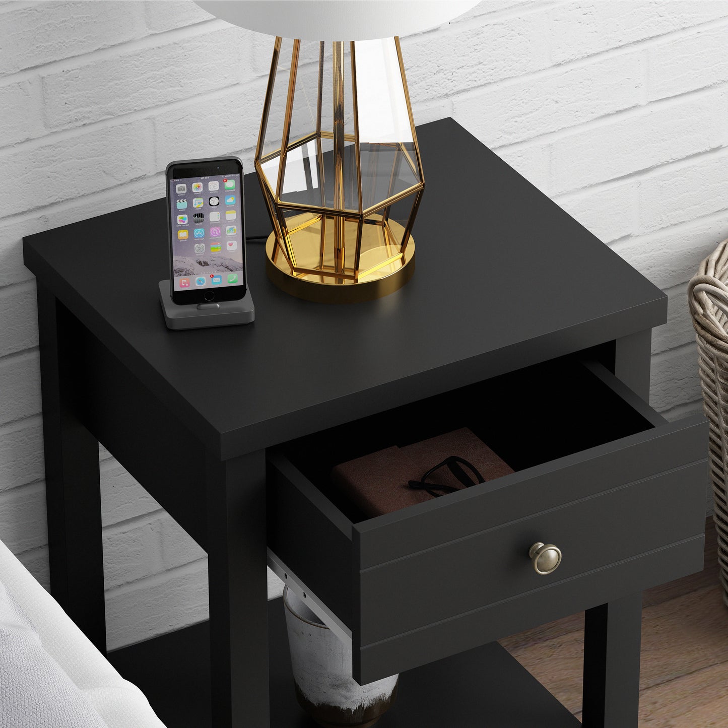 Living Essentials by Hillsdale Harmony Wood Accent Table, Matte Black