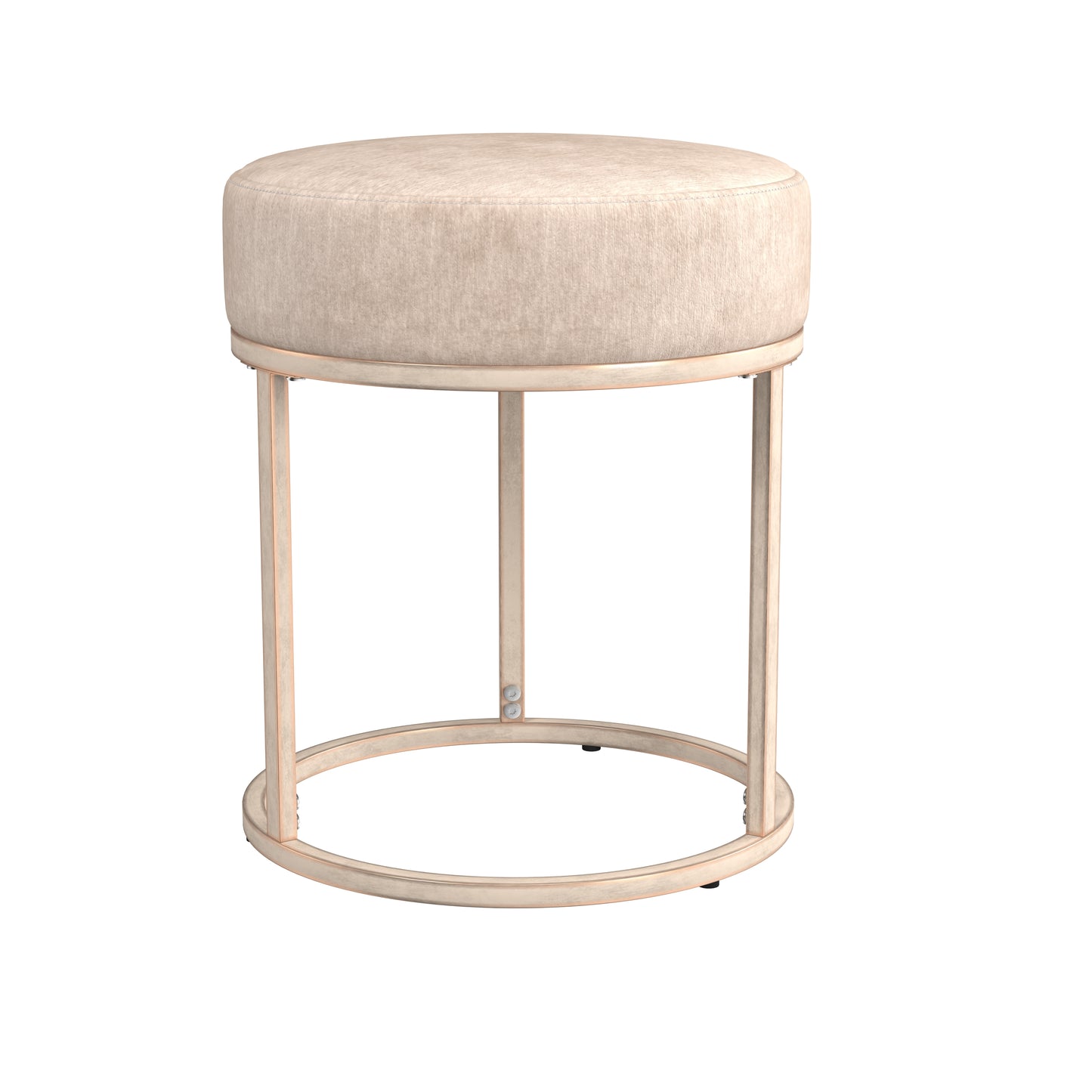 Hillsdale Furniture Swanson Backless Upholstered and Metal Vanity Stool, Distressed White