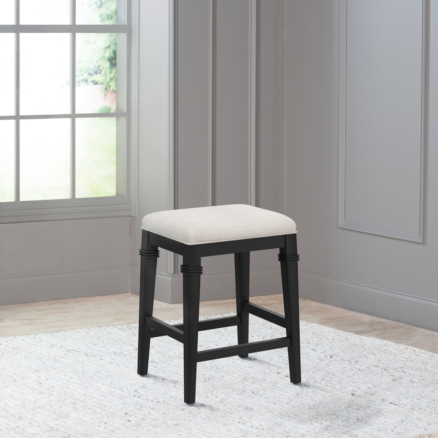 Hillsdale Furniture Arabella Wood Backless Counter Height Stool, Black Wire Brush