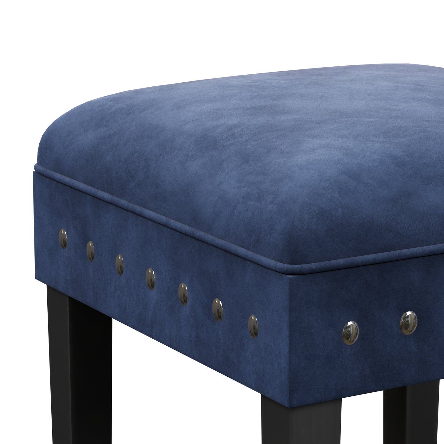 Hillsdale Furniture Cassidy Wood and Upholstered Backless Counter Height Stool, Black with Blue Velvet