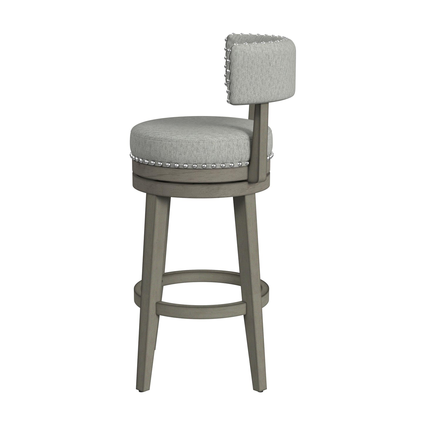 Hillsdale Furniture Lawton Wood Bar Height Swivel Stool, Antique Gray with Ash Gray Fabric