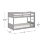 Living Essentials by Hillsdale Alexis Wood Arch Twin Over Twin Floor Bunk Bed, Gray