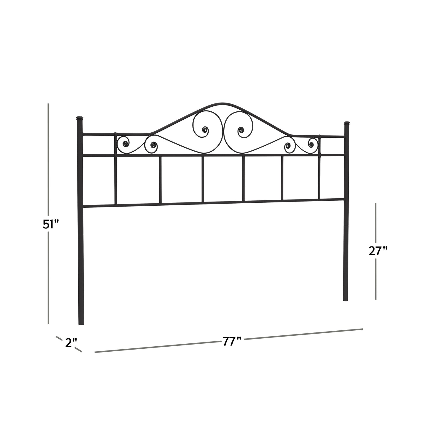 Hillsdale Furniture Harrison King Metal Headboard without Frame, Textured Black