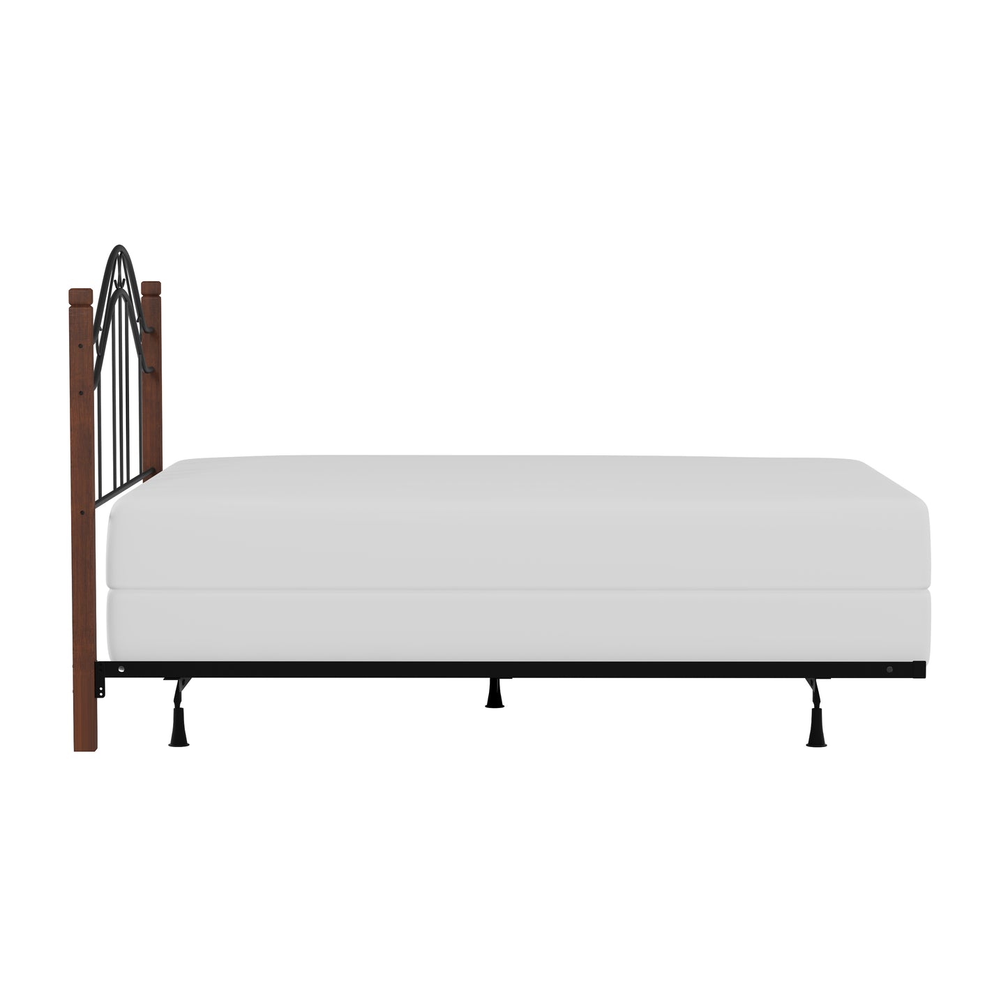 Hillsdale Furniture Matson Full/Queen Metal Headboard with Frame and Cherry Wood Posts, Black