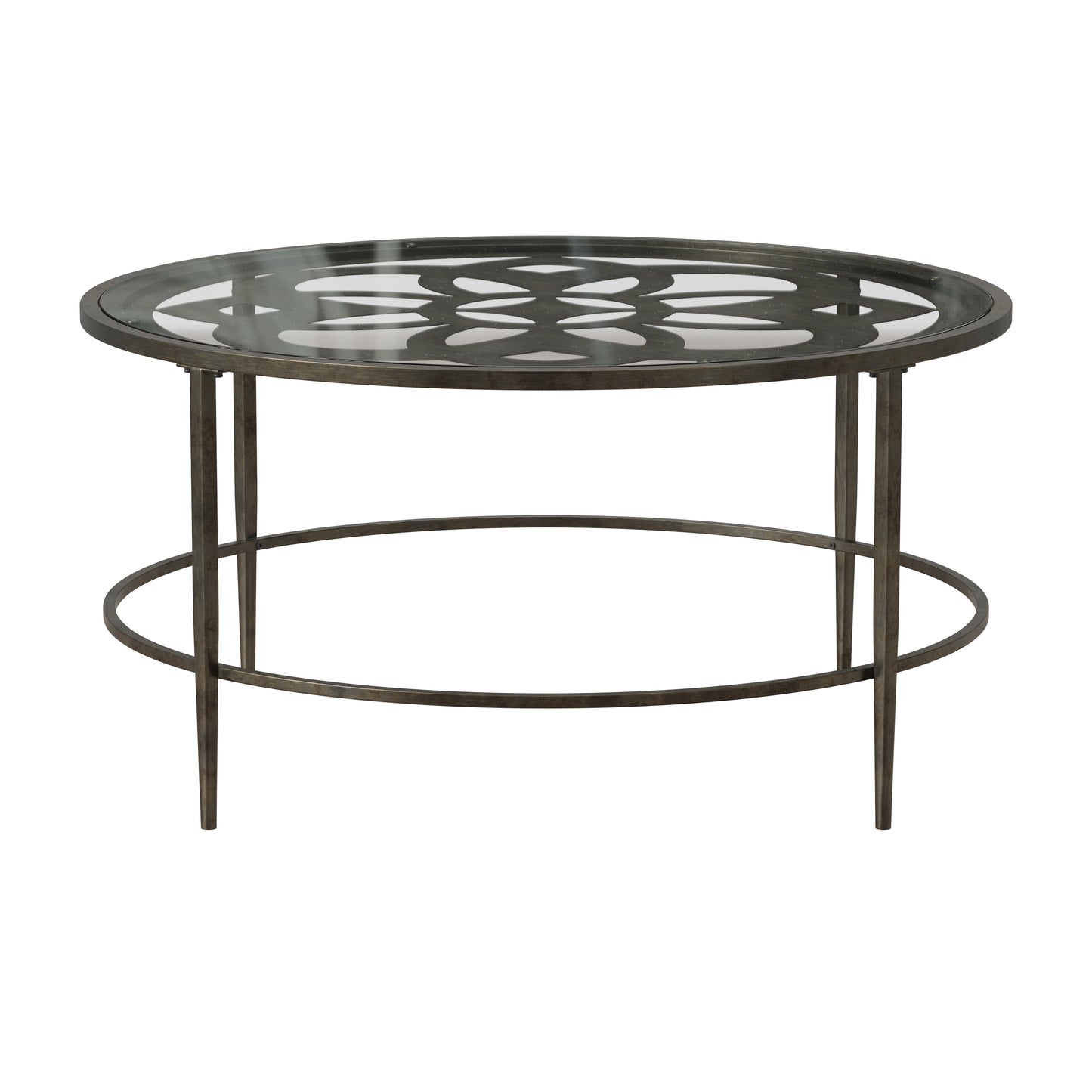 Hillsdale Furniture Marsala Metal Coffee Table, Gray with Brown Rub