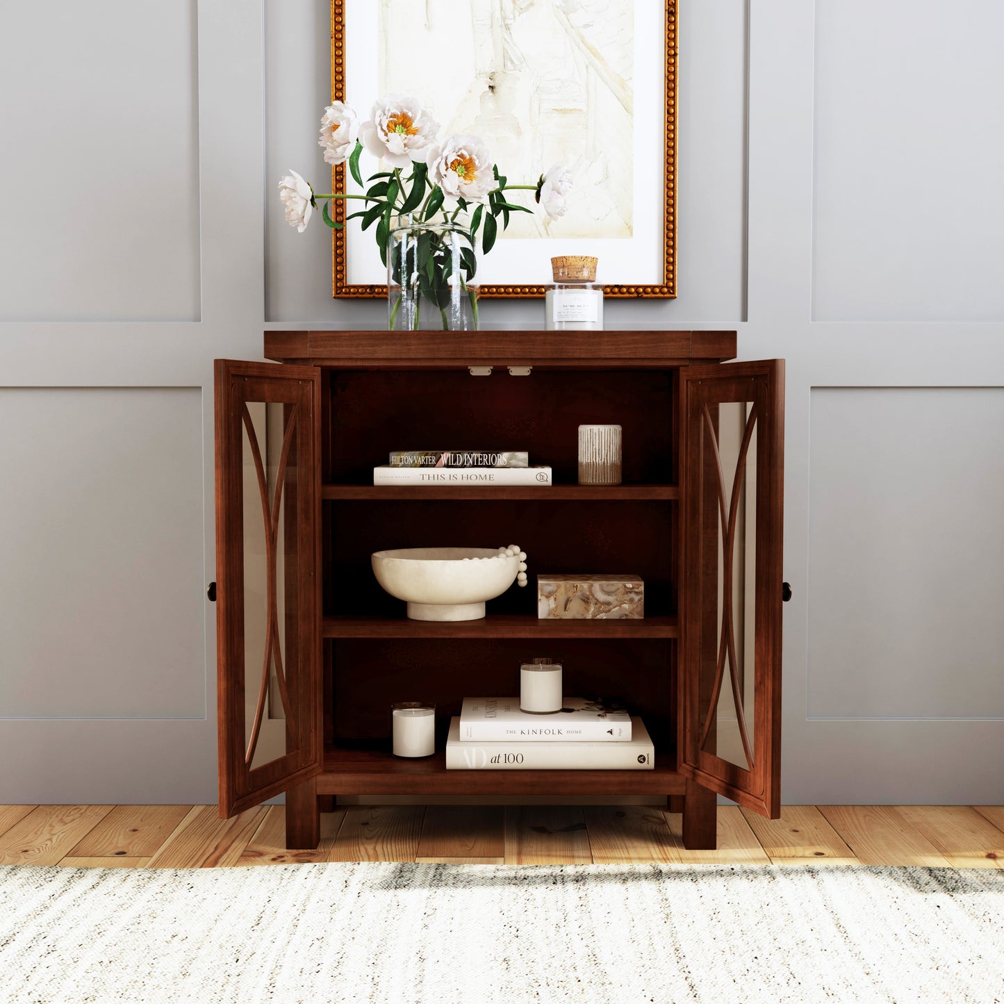 Hillsdale Furniture Bayside Wood 2 Door Console Cabinet, Rustic Mahogany