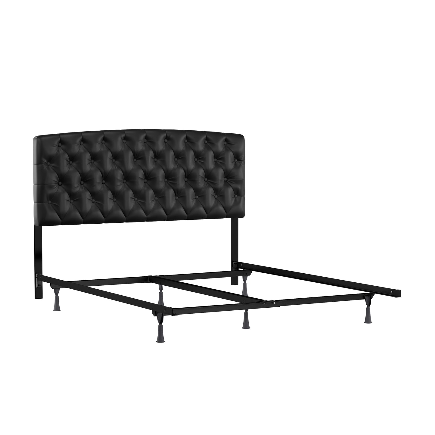 Hillsdale Furniture Hawthorne Queen Upholstered Headboard with Frame, Black Faux Leather