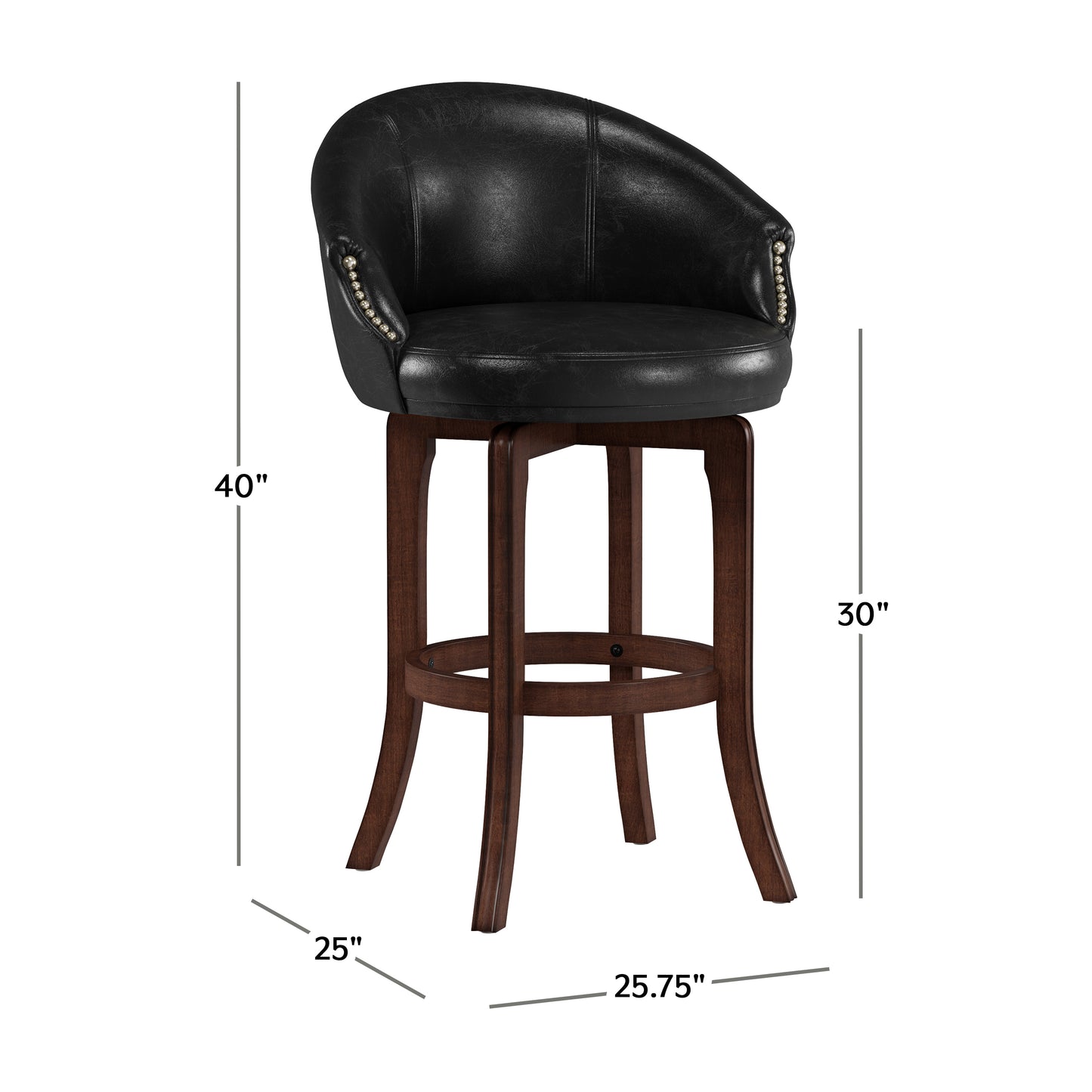 Hillsdale Furniture Dartford Wood Bar Height Swivel Stool, Dark Brown Cherry