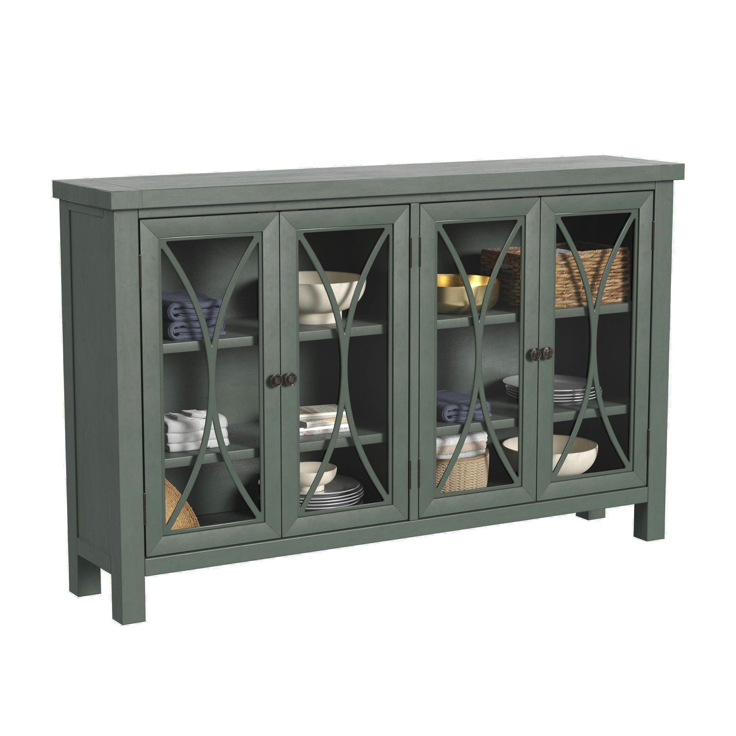 Hillsdale Furniture Bayside Wood 4 Door Console Cabinet, Robin Egg Blue