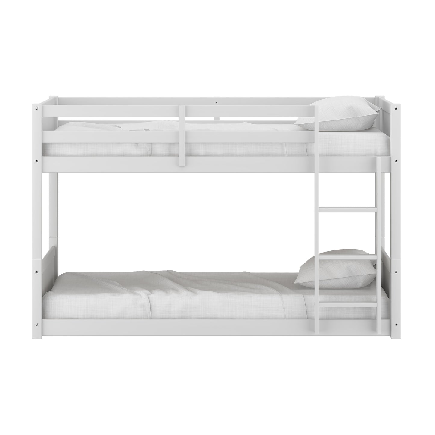 Living Essentials by Hillsdale Capri Wood Twin Over Twin Floor Bunk Bed, White