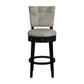 Hillsdale Furniture Kaede Wood and Upholstered Barr Height Swivel Stool, Black with Weathered Granite Gray Faux Leather