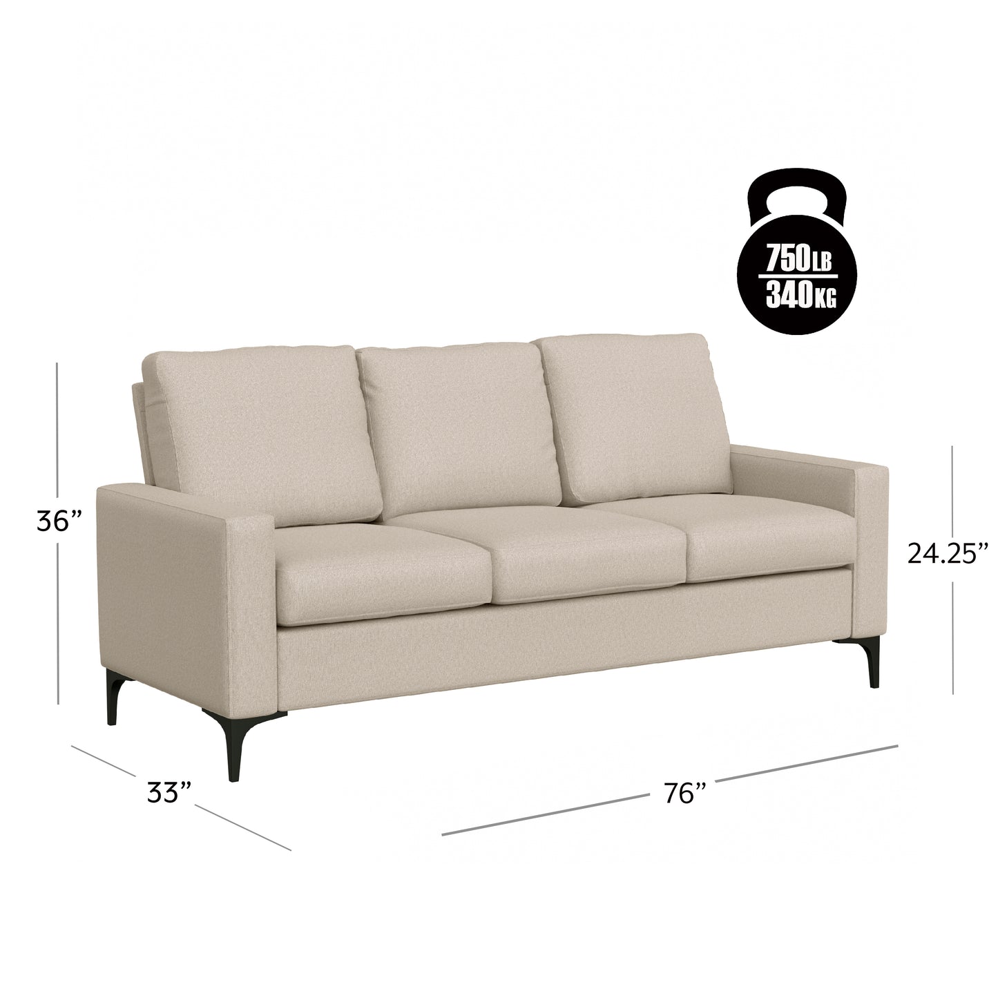 Hillsdale Furniture Matthew Upholstered Sofa, Oatmeal