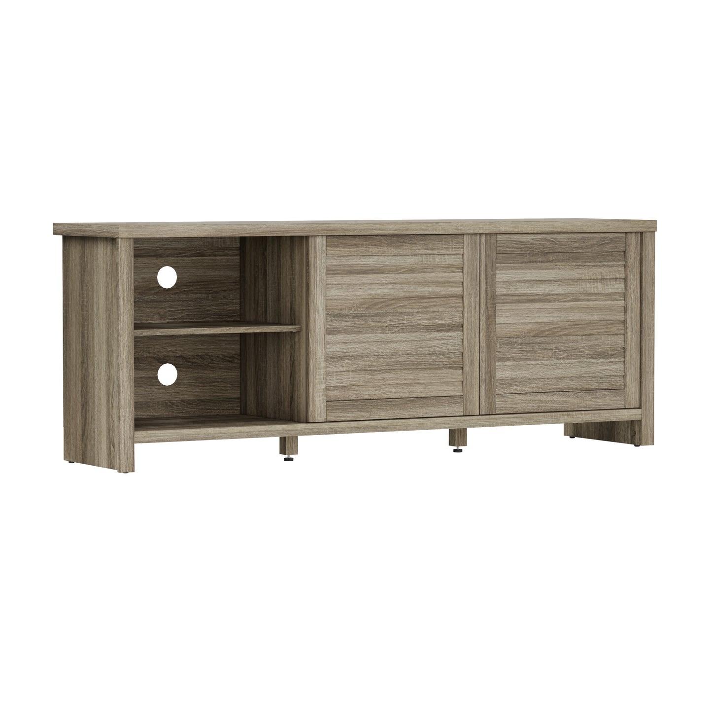 Living Essentials by Hillsdale Handerson 64 Inch Wood Entertainment Console, Dark Oak Finish