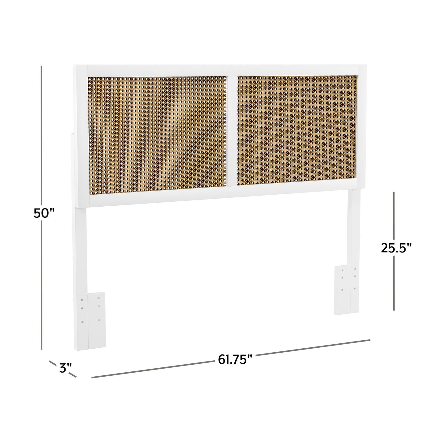 Hillsdale Furniture Serena Wood and Cane Panel Full/Queen Headboard, White