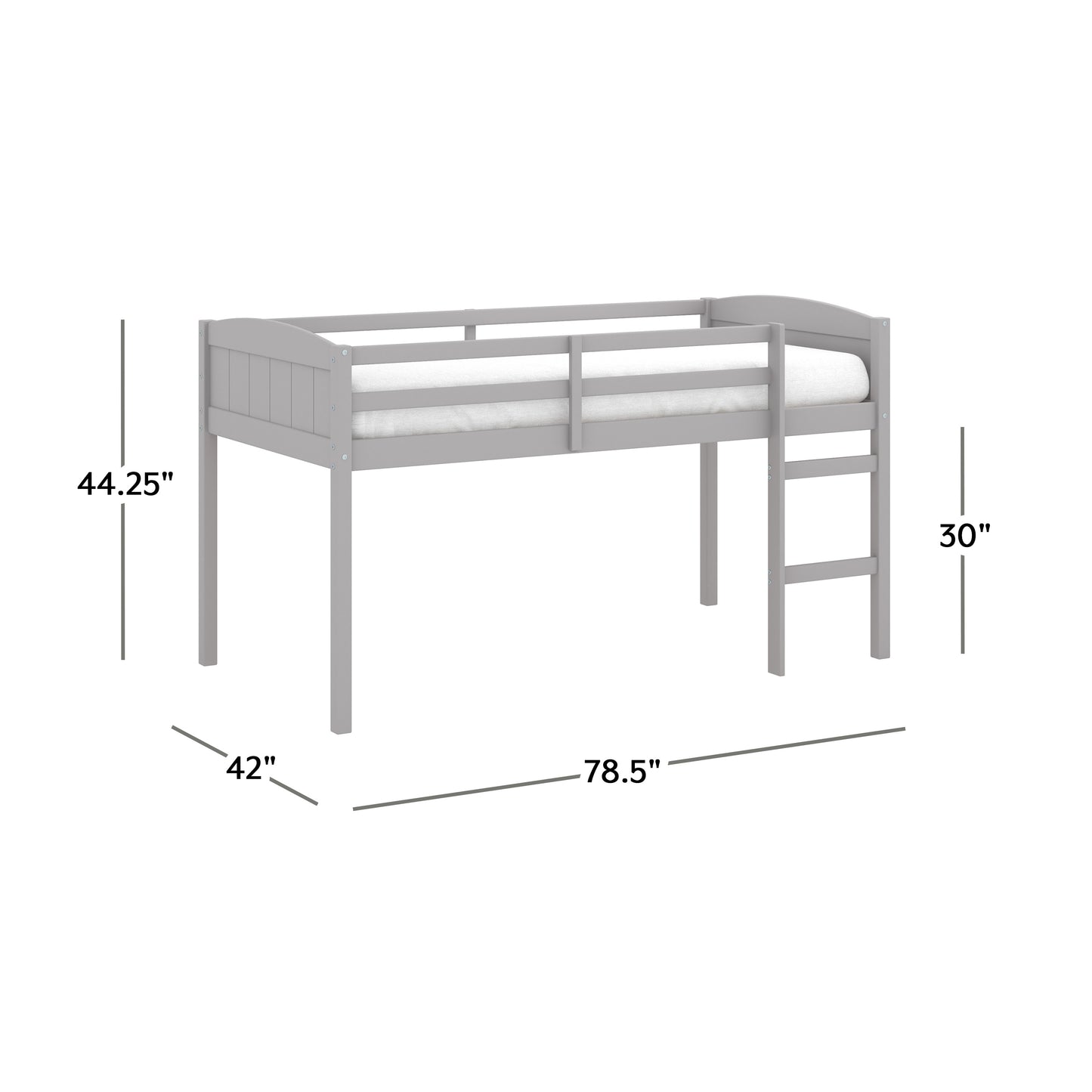 Living Essentials by Hillsdale Alexis Wood Arch Twin Loft Bed, Gray