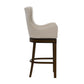 Hillsdale Furniture Caydena Memory Return Swivel Wood Bar Height Stool, Smoke Brown with Cream Fabric