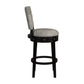 Hillsdale Furniture Kaede Wood and Upholstered Barr Height Swivel Stool, Black with Weathered Granite Gray Faux Leather