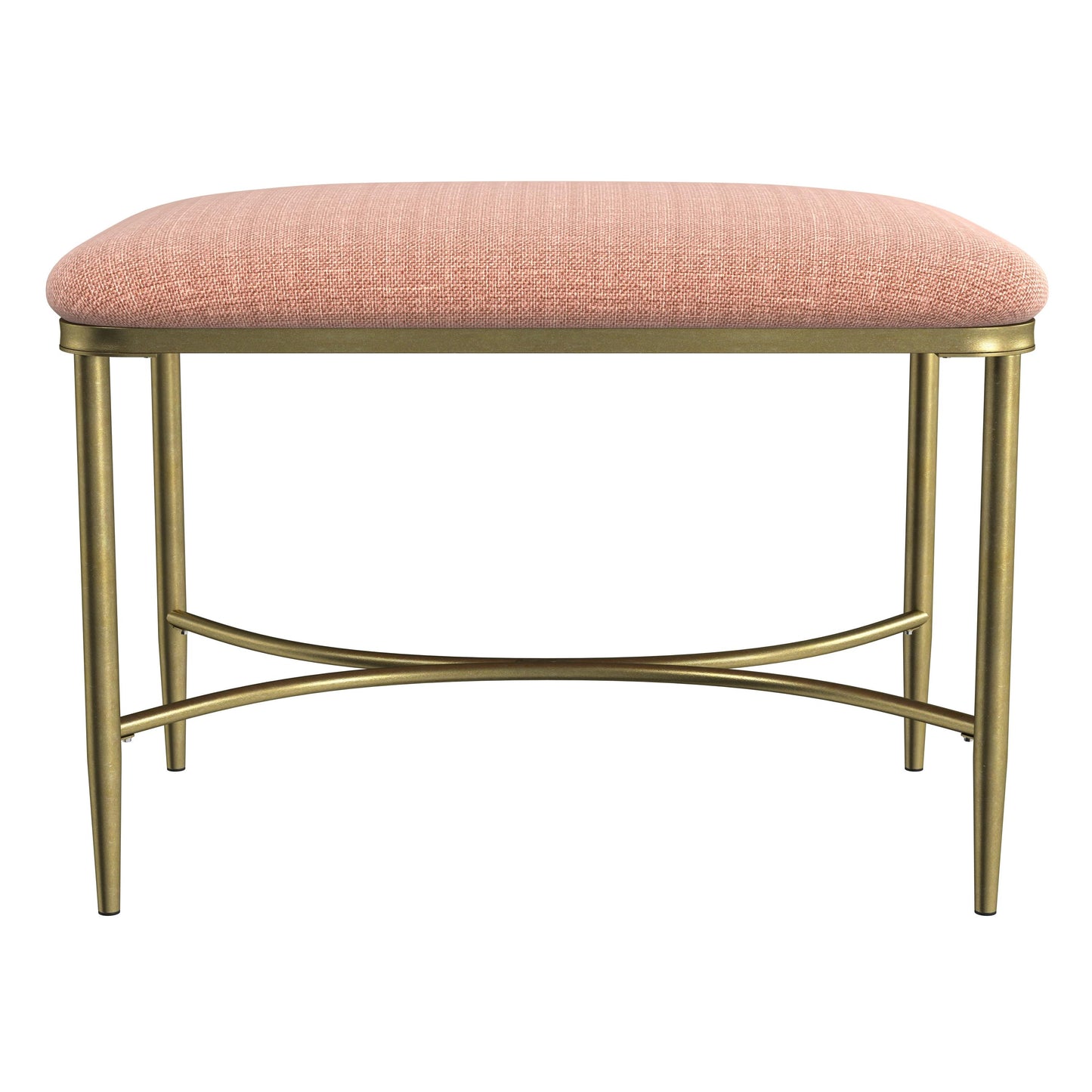 Hillsdale Furniture Wimberly Modern Backless Metal Vanity Stool, Gold with Coral Fabric