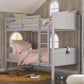 Living Essentials by Hillsdale Alexis Wood Arch Twin Over Twin Bunk Bed, Gray