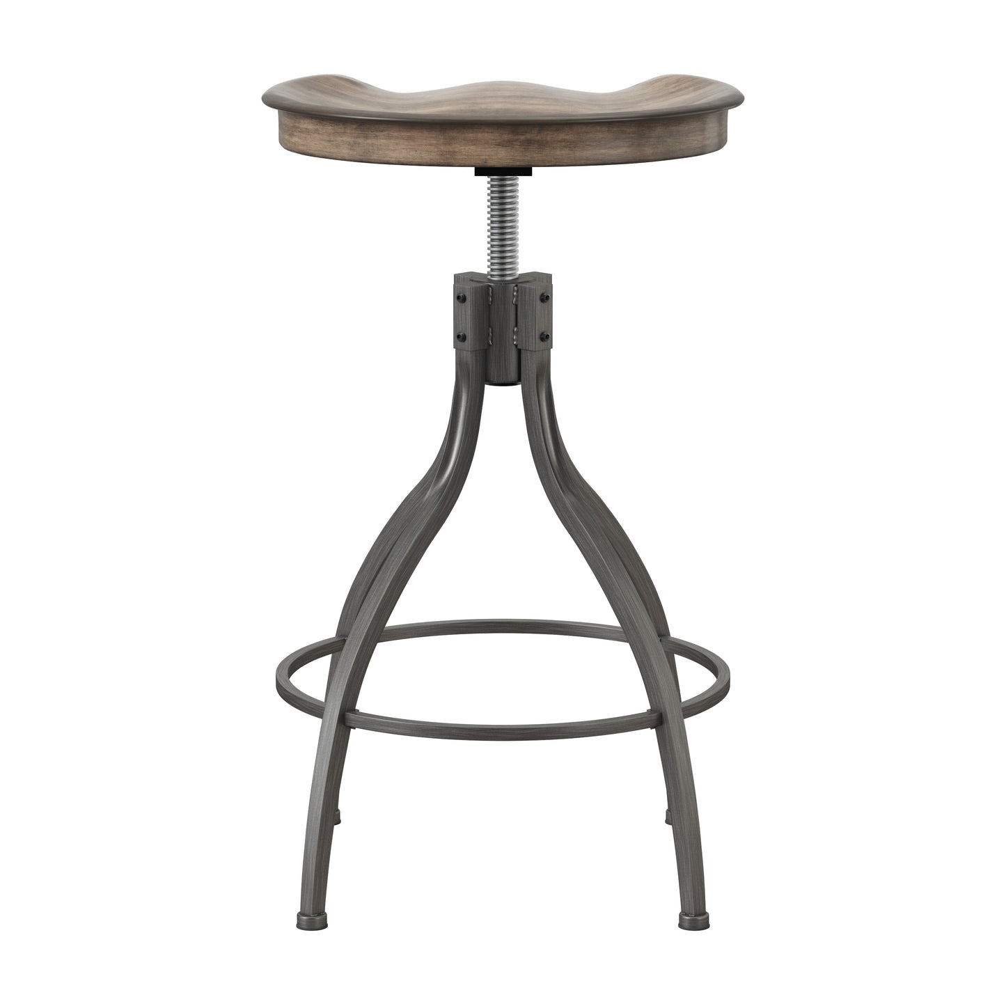 Hillsdale Furniture Worland Backless Metal Adjustable Height Swivel Stool, Gray Metal with Charcoal Finished Wood