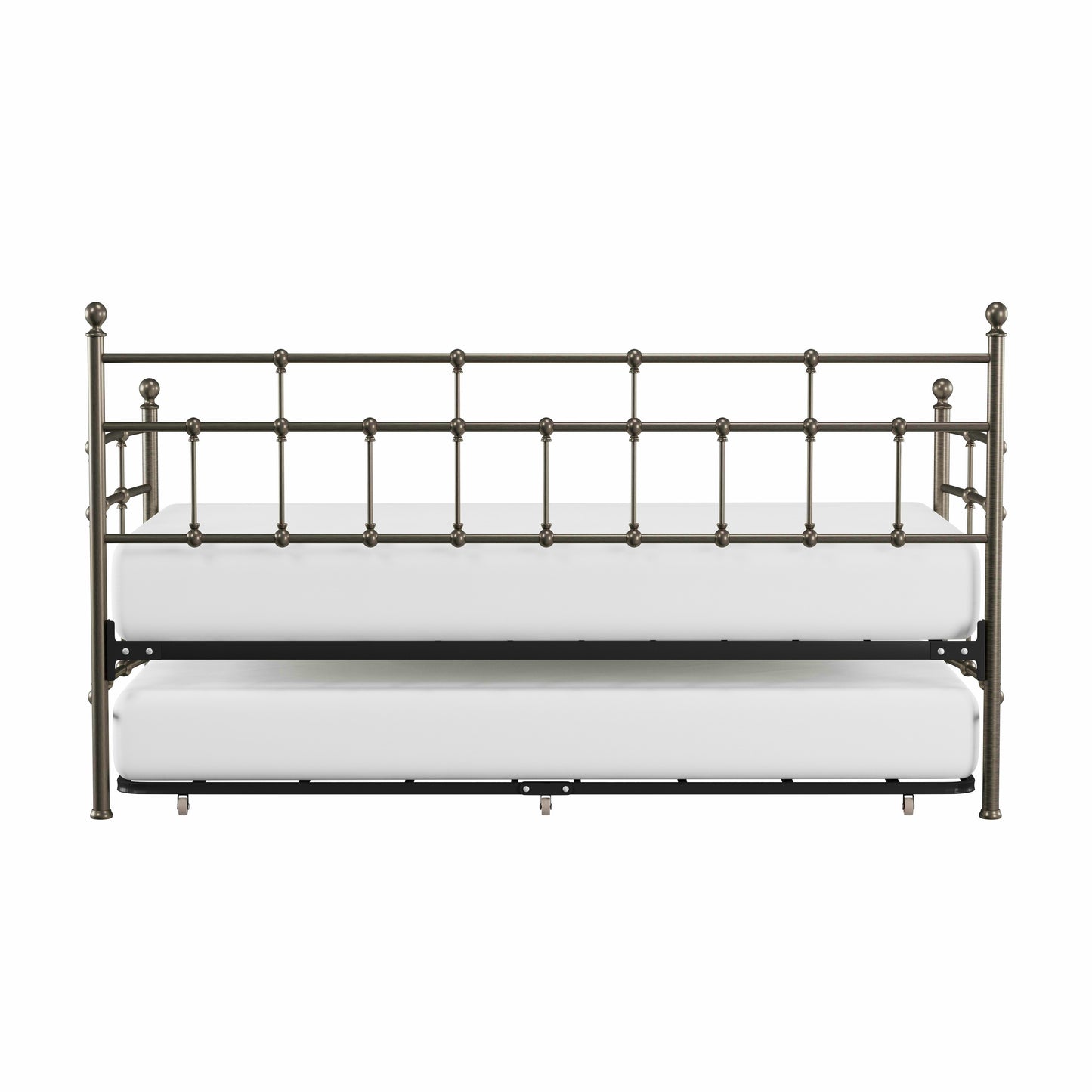 Hillsdale Furniture Providence Metal Twin Daybed with Roll Out Trundle, Aged Pewter