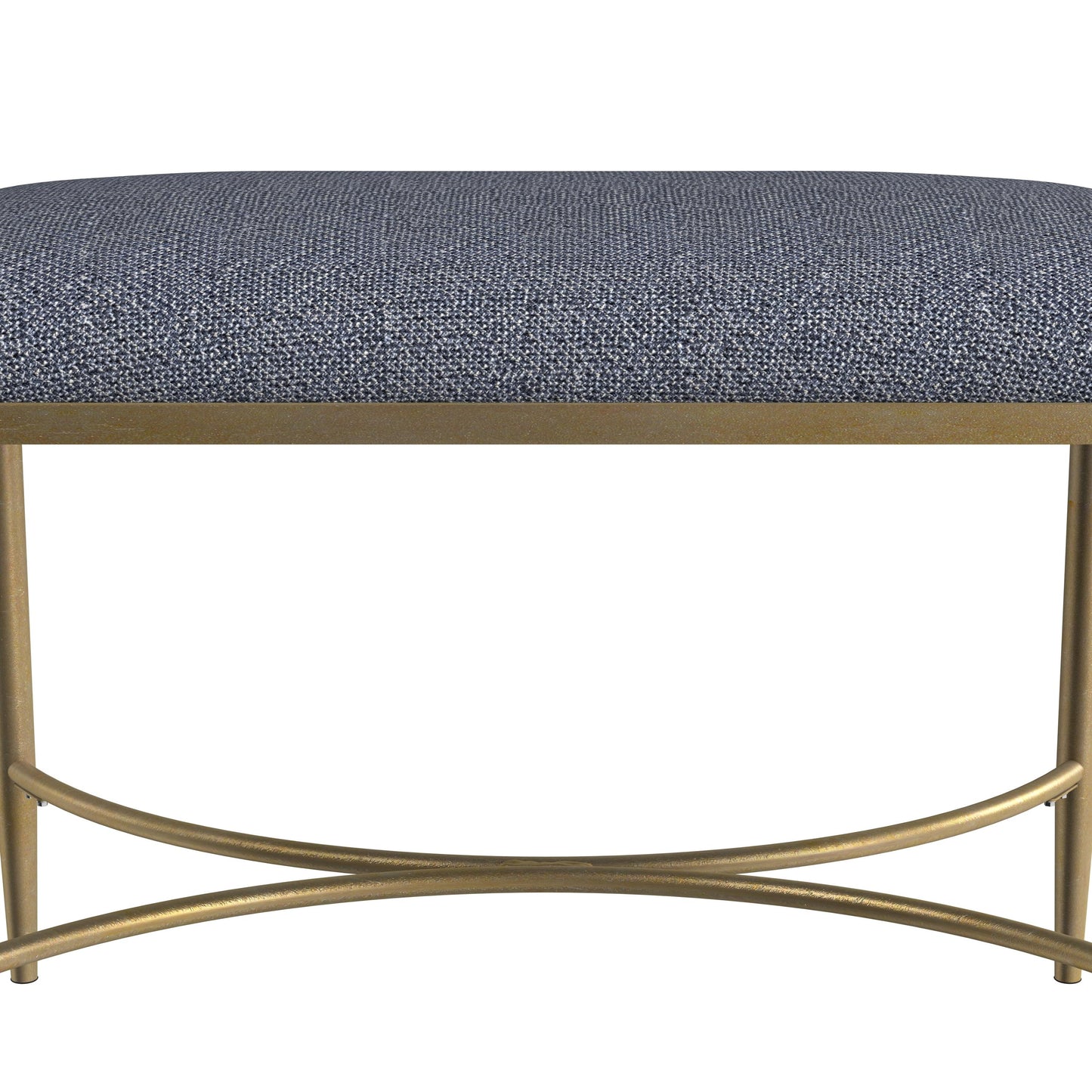 Hillsdale Furniture Wimberly Modern Backless Metal Vanity Stool, Gold with Blue Fabric