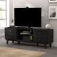 Living Essentials by Hillsdale Kincaid 70 inch Wood TV Stand with 2 Doors and Shelves, Matte Black