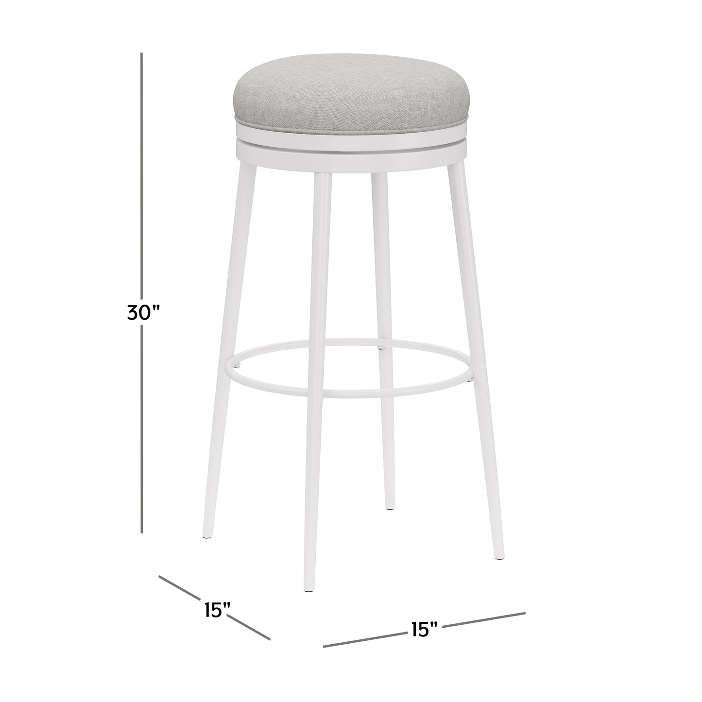 Hillsdale Furniture Aubrie Metal Backless Bar Height Swivel Stool, White