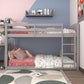 Living Essentials by Hillsdale Alexis Wood Arch Twin Over Twin Floor Bunk Bed, Gray