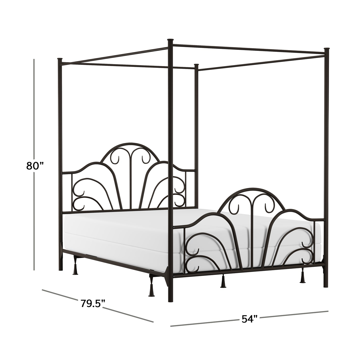 Hillsdale Furniture Dover Full Metal Canopy Bed, Textured Black