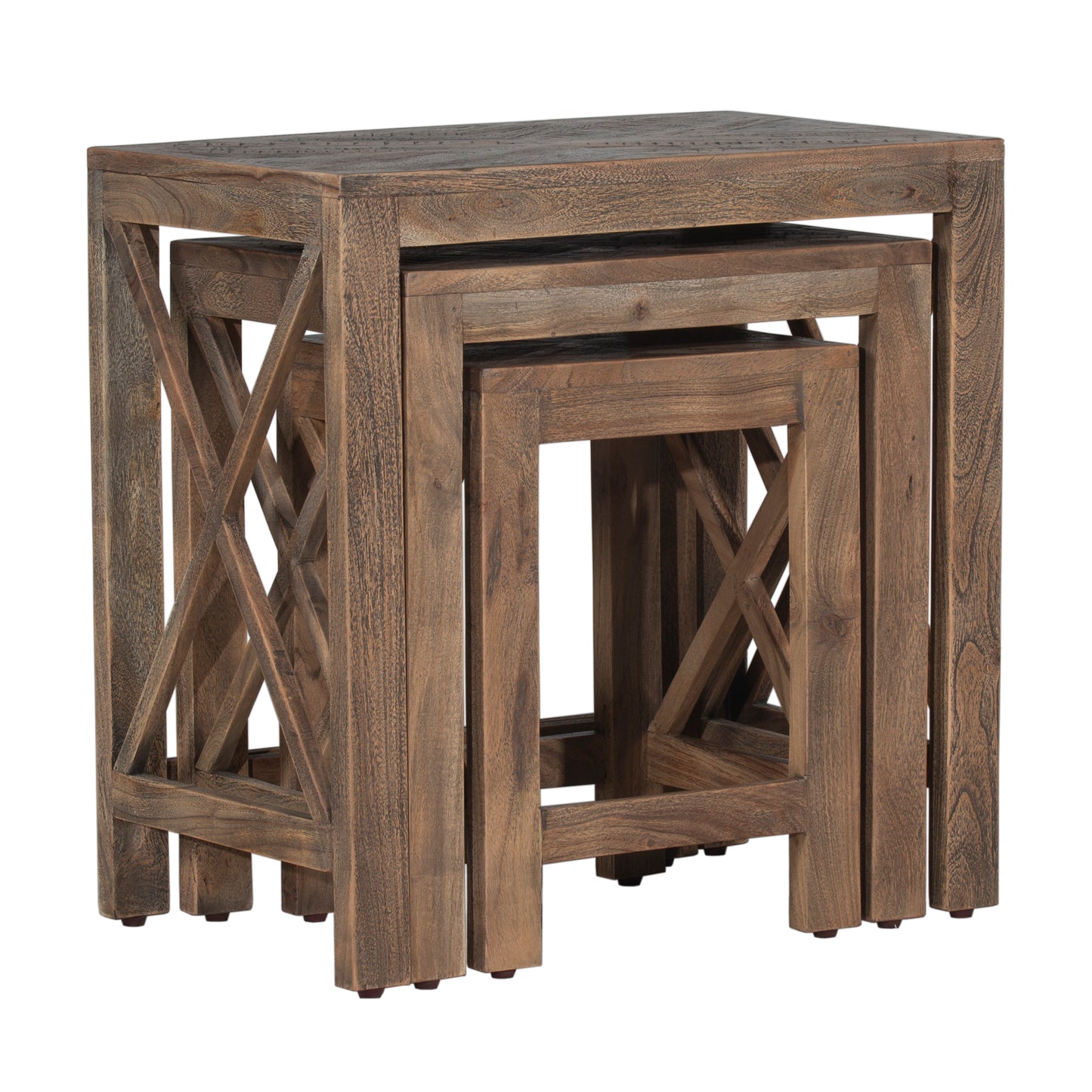 Hillsdale Furniture Wilkerson Wood 3 Piece Nesting Table Set, Brown