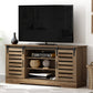 Living Essentials by Hillsdale Lucile Wood TV Stand with 2 Barn Doors and Removable Shelves, Knotty Oak