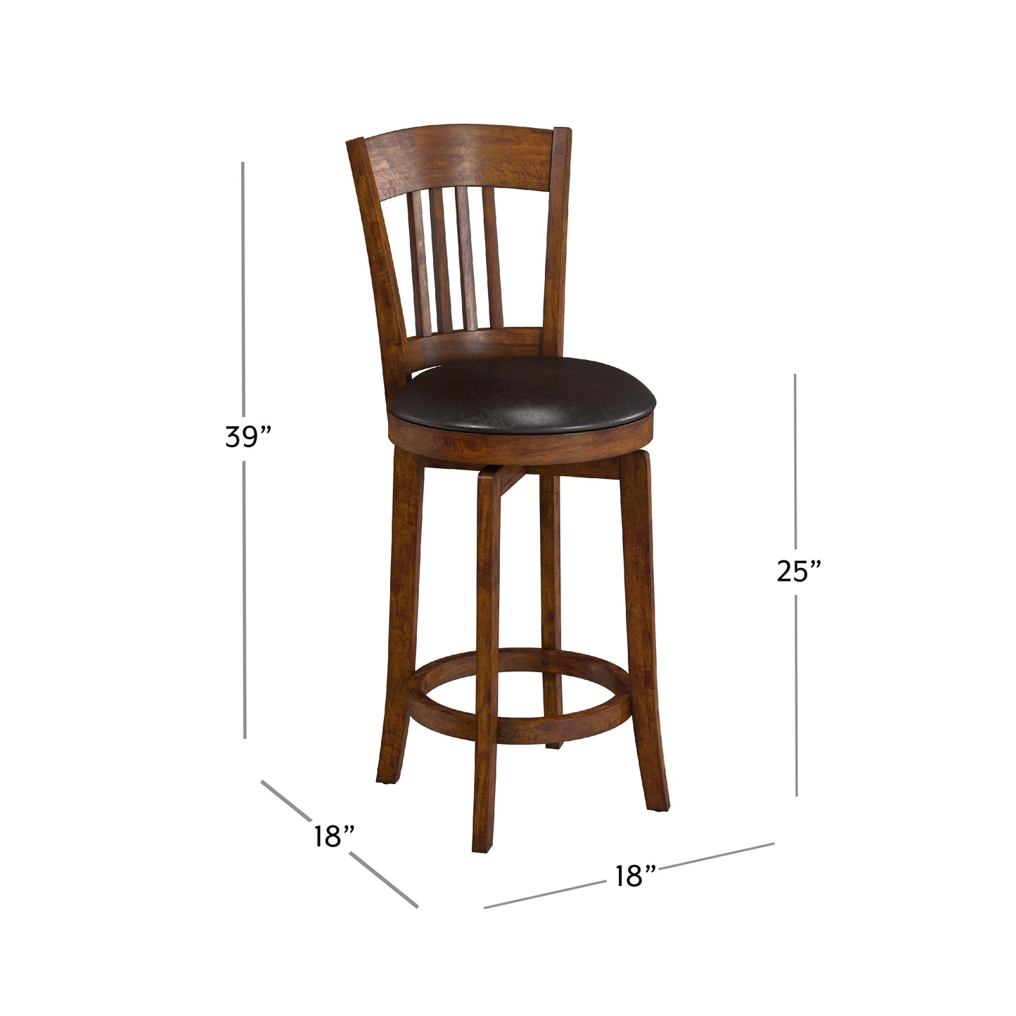 Hillsdale Furniture Canton Wood Counter Height Swivel Stool, Brown