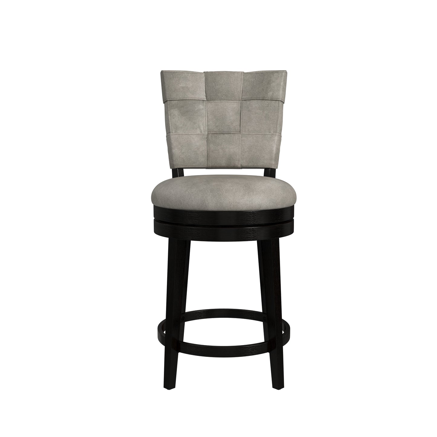 Hillsdale Furniture Kaede Wood and Upholstered Counter Height Swivel Stool, Black with Weathered Granite Gray Faux Leather