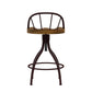 Hillsdale Furniture Worland Metal Adjustable Height Swivel Stool with Back, Brown Metal with Walnut Finished Wood