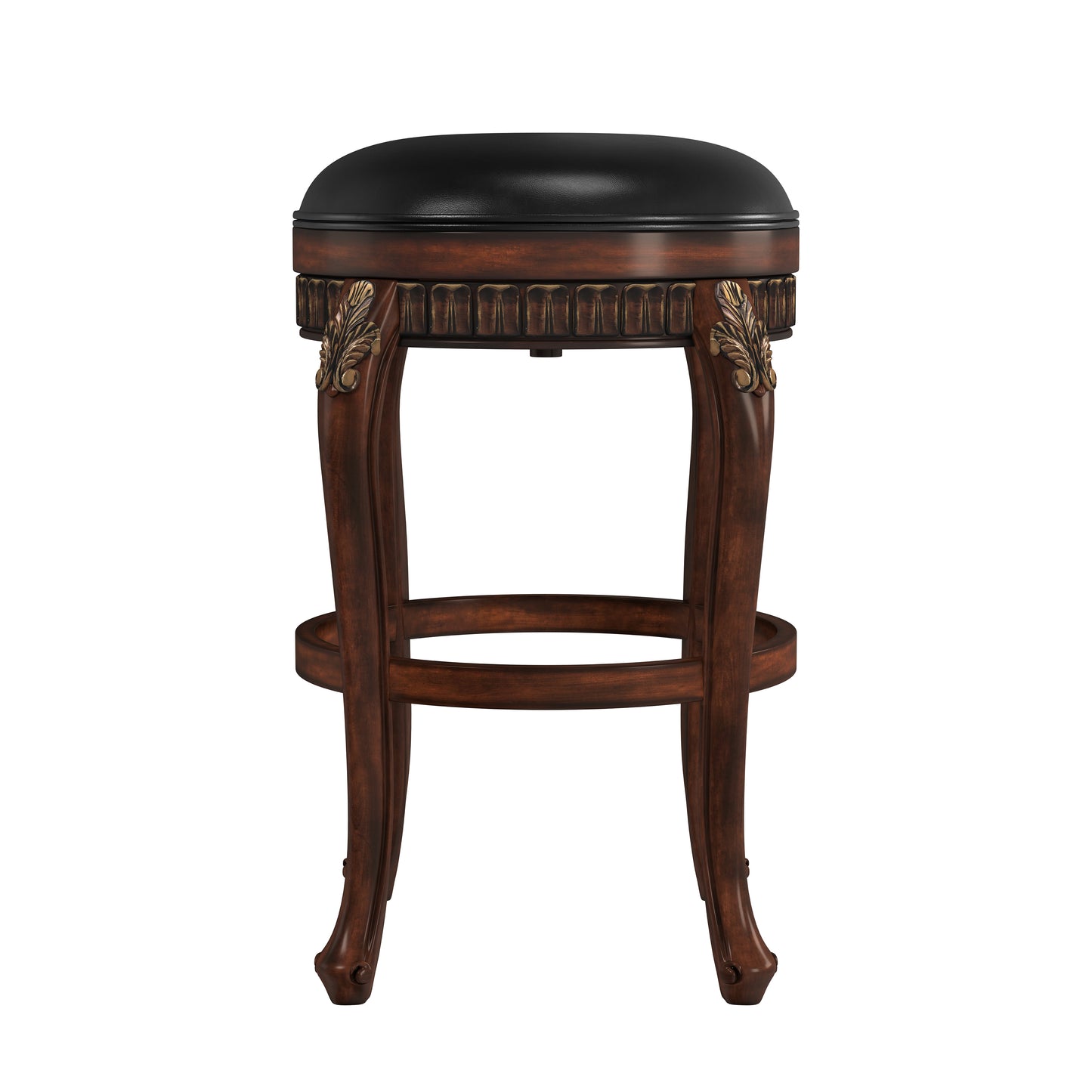 Hillsdale Furniture Fleur De Lis Wood Backless Bar Height Swivel Stool, Distressed Cherry with Copper Highlights